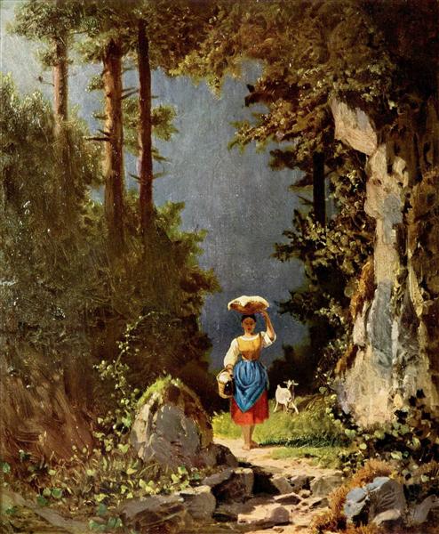 Girl with goat, 1861 - 卡爾·施皮茨韋格