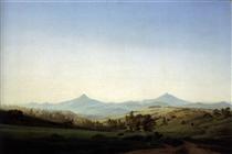 Bohemian Landscape with Mount Milleschauer - Caspar David Friedrich