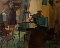Self Portrait with Poker Table - Catherine Murphy