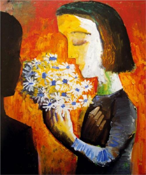 Girl and Flowers - Charles Blackman