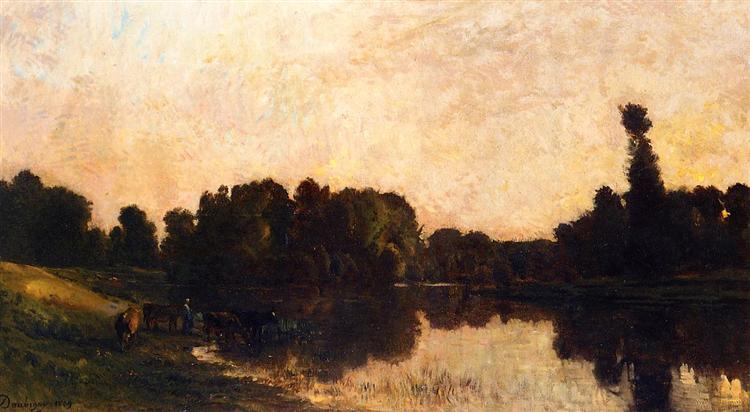 Daybreak, the Oise, Ile de Vaux, 1869 - Charles-Francois Daubigny