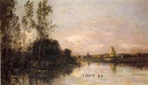 Ducklings in a River Landscape - Charles-François Daubigny