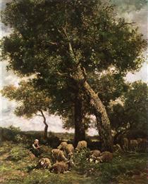 On the Pasture - Charles Emile Jacque