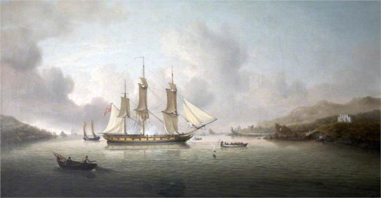 HMS 'Enchantress' in the River Dart, 1804 - Charles Martin Powell