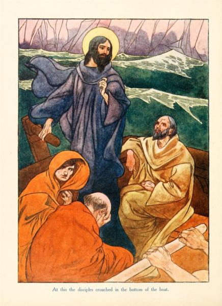 At this the disciples crouched in the bottom of the boat, 1909 - Чарльз Робінсон