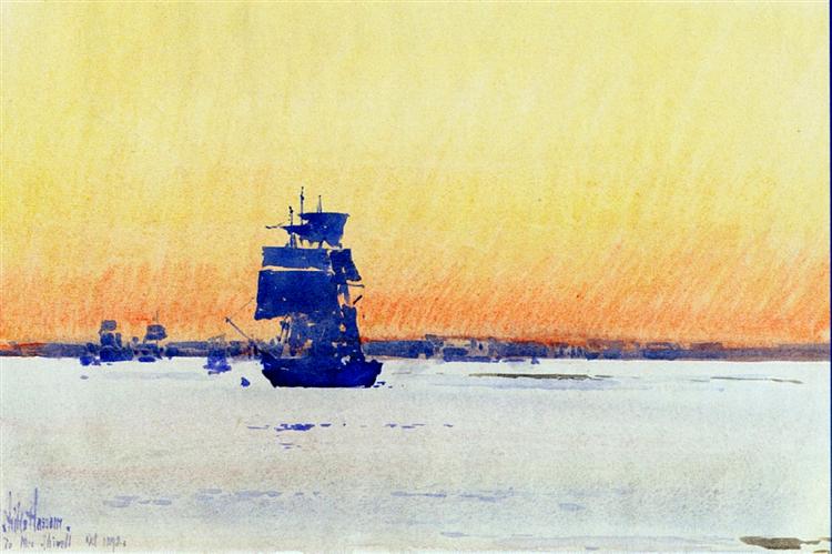 Sailing Ship Locked in Ice, 1893 - Childe Hassam