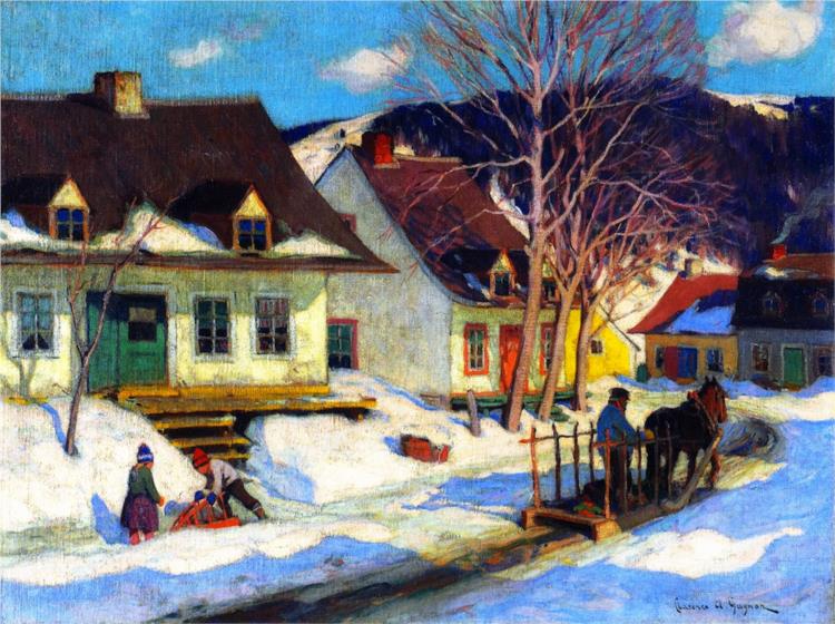 A Quebec Village Street, Winter, 1920 - Кларенс Ганьон
