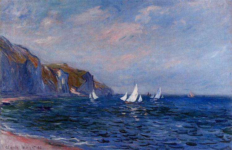 Cliffs and Sailboats at Pourville, 1882 - 莫內