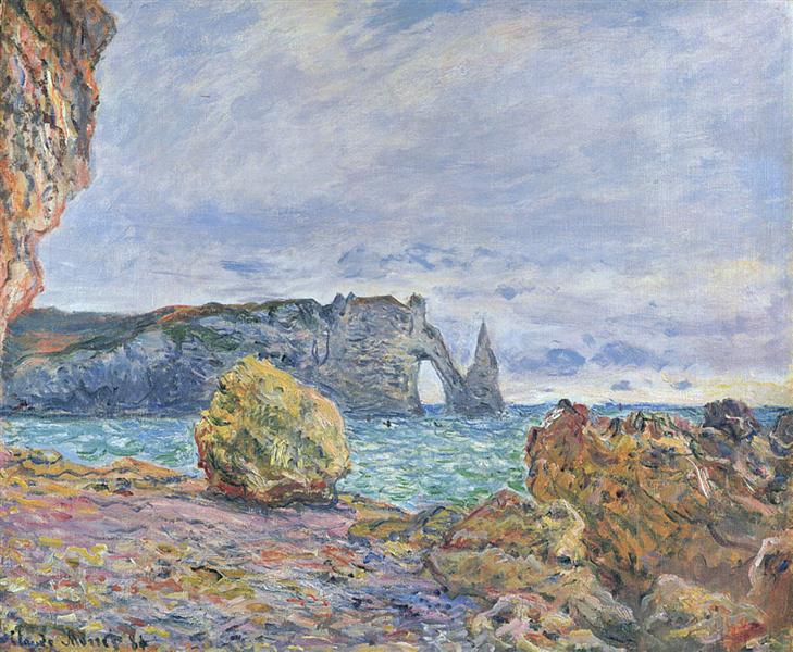 Etretat, the Beach and the Porte d'Aval, 1883 - 莫內