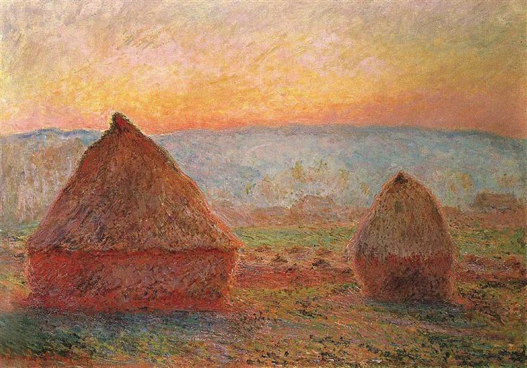 Grainstacks at Giverny, Sunset, 1888 - 1889 - Клод Моне