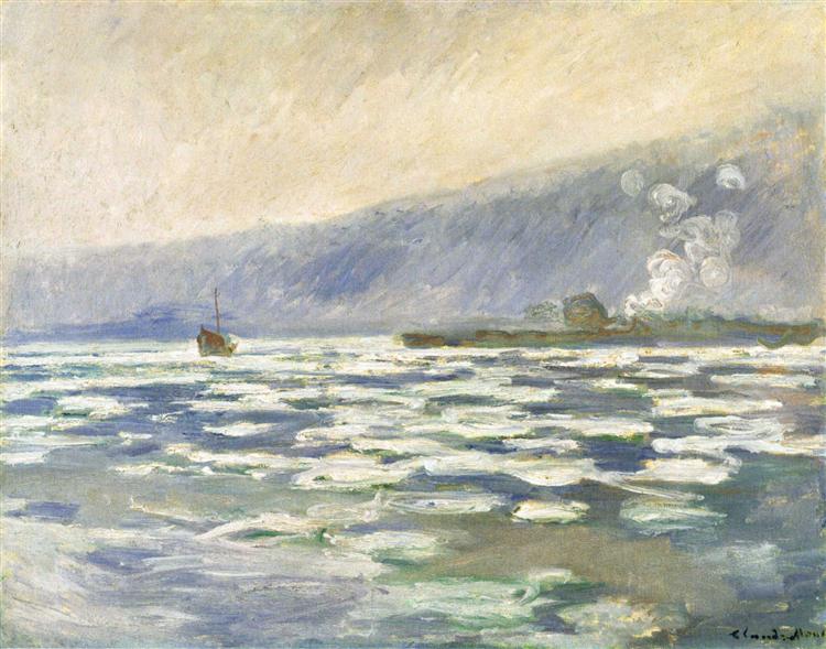 Ice, Lock Port Villez, 1893 - 莫內