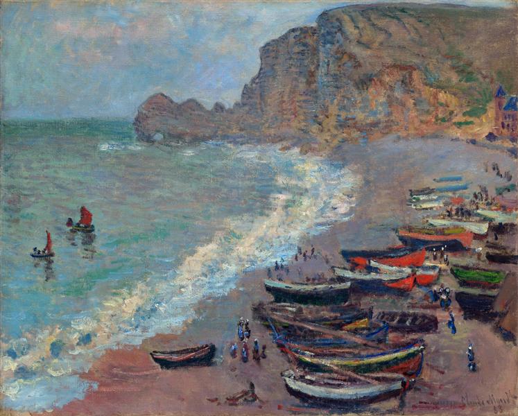 Étretat : la plage et la porte d'Amont, 1883 - Claude Monet