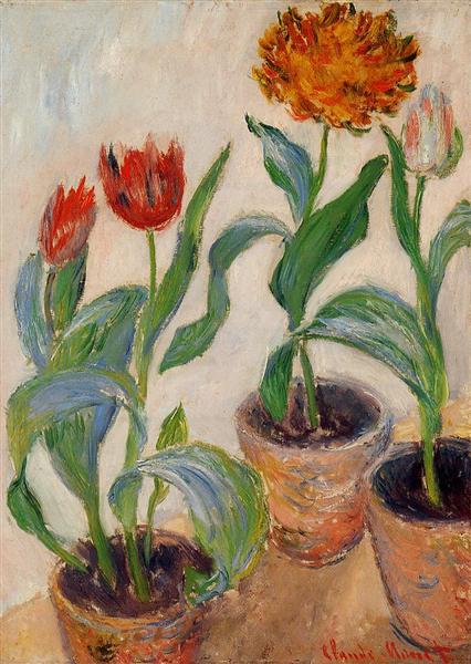 Three Pots of Tulips, 1883 - Claude Monet