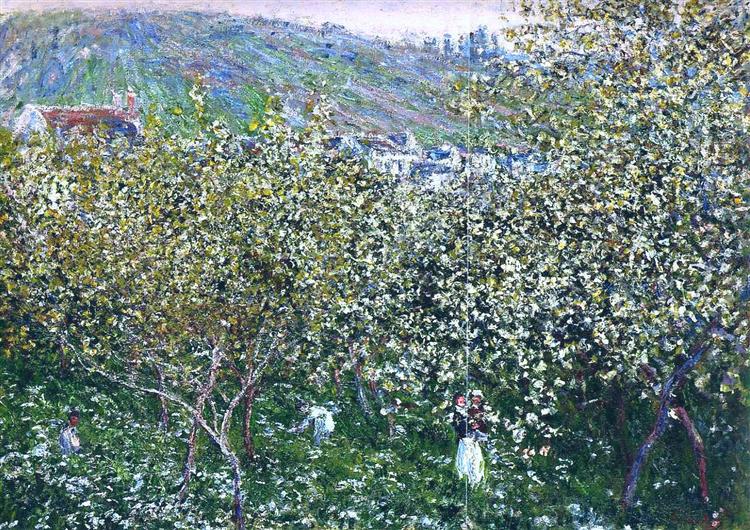 Vetheuil, Flowering Plum Trees, 1879 - 莫內