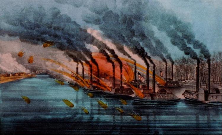 Bombardment and capture of Fort Henry, Tenn 1862, 1862 - Куррье и Айвз