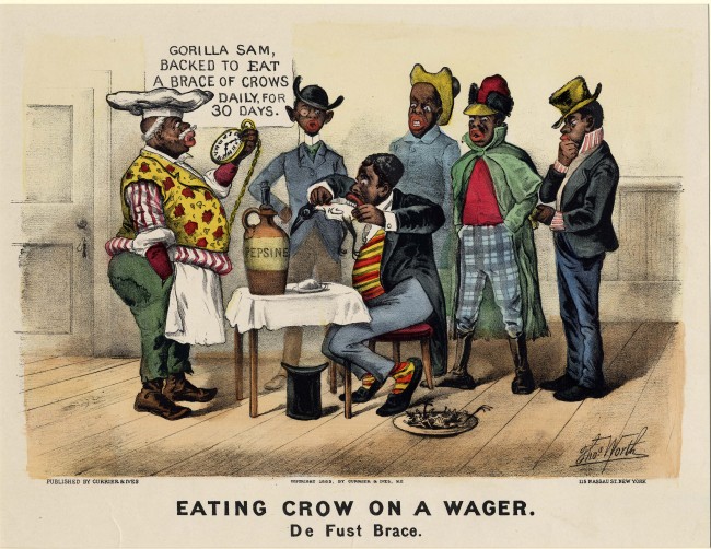 Eating Crow on a Wage, 1883 - Currier & Ives