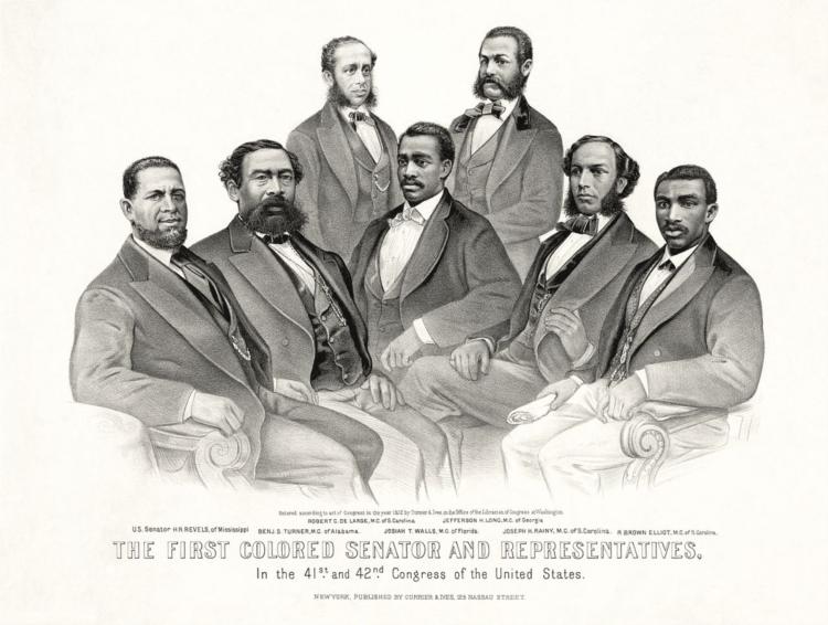 First Colored Senator and Representatives in the 41st and 42nd Congress of the United States, 1872 - Currier & Ives