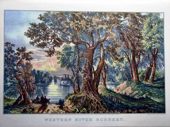 Western River Scenery, 1866 - Курр'є та Айвз