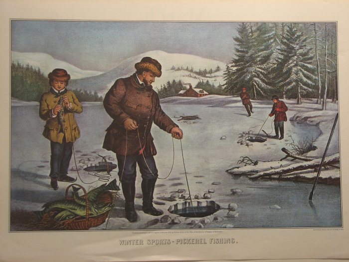 Winter Sports - Pickerel Fishing, 1872 - Куррье и Айвз