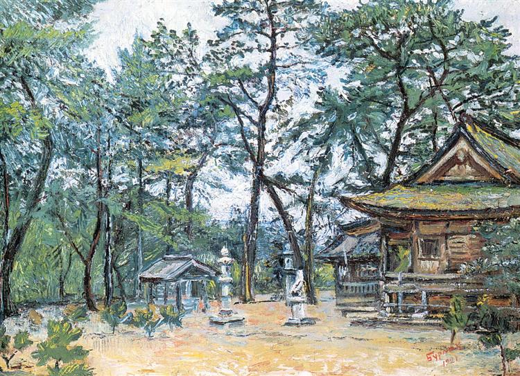 Gate of temple in Japan, 1921 - David Burliuk