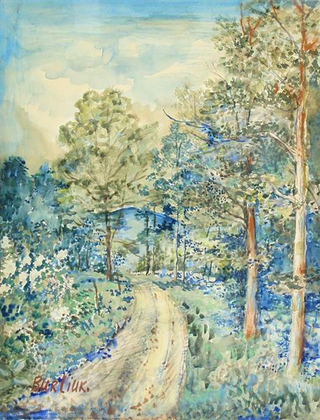 Landscape with blue mountain, c.1940 - David Burliuk