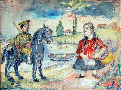 Soldier on Horseback - Dawid Dawidowitsch Burljuk