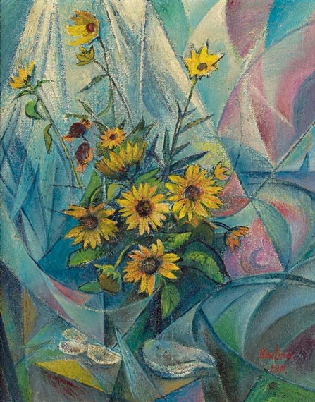 Vase with flowers - David Burliuk