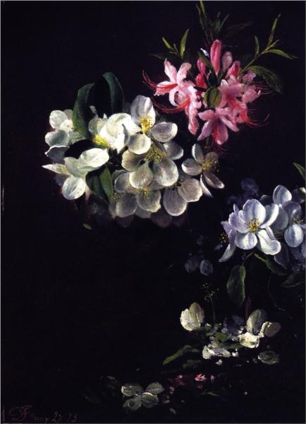 Sketch of Apple Blossoms with May Flowers, 1873 - David Johnson