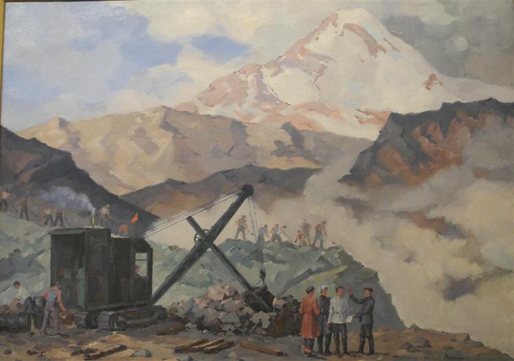 Mining at Kazbegi, 1949 - David Kakabadze