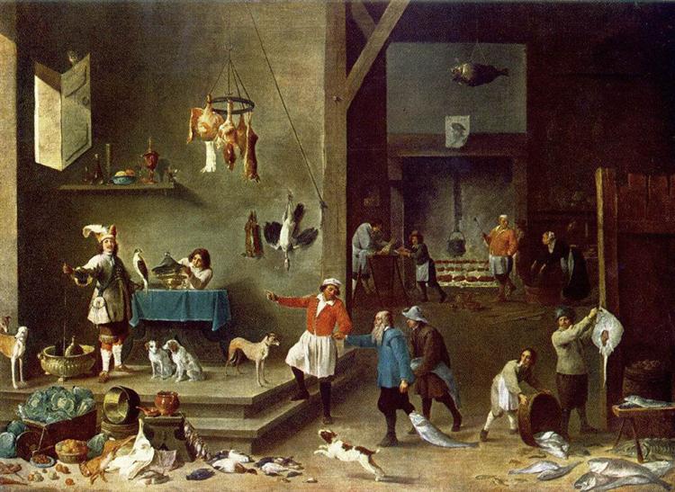 The Kitchen, 1646 - David Teniers, o Jovem