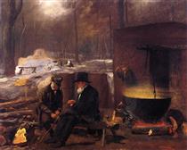 At the Camp, Spinning Yarns and Whittling - Eastman Johnson