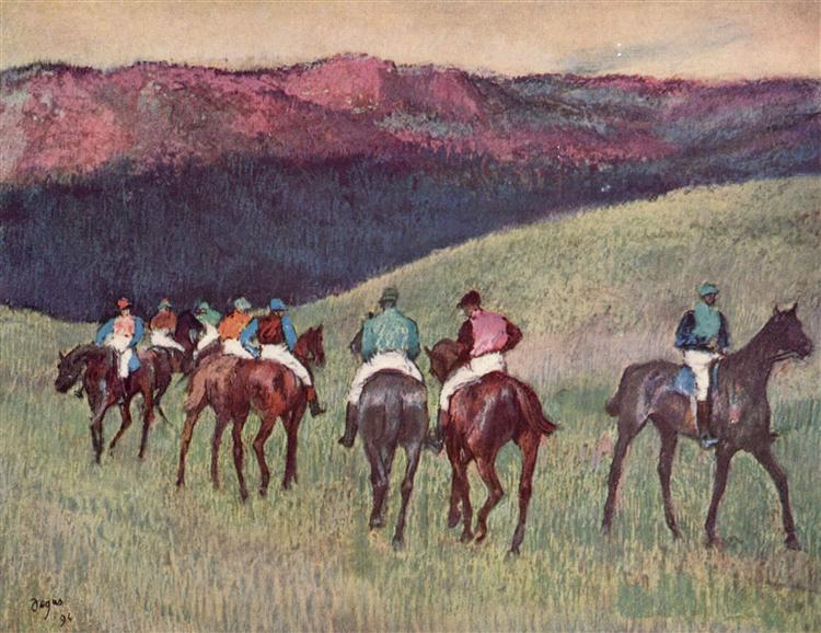 Racehorses in a Landscape, 1894 - Едґар Деґа
