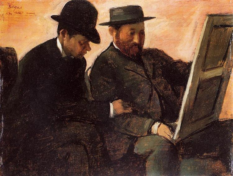 The Amateurs (Paul Lafond and Alhonse Cherfils Examening a Painting), c.1878 - c.1880 - Едґар Деґа