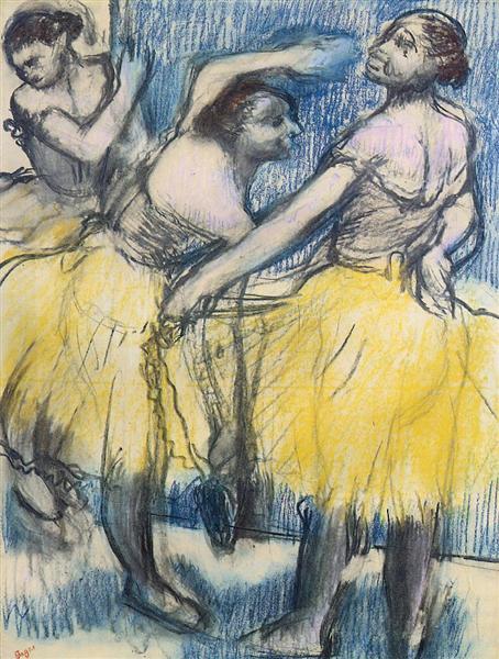 Three Dancers in Yellow Skirts, c.1899 - c.1904 - 竇加