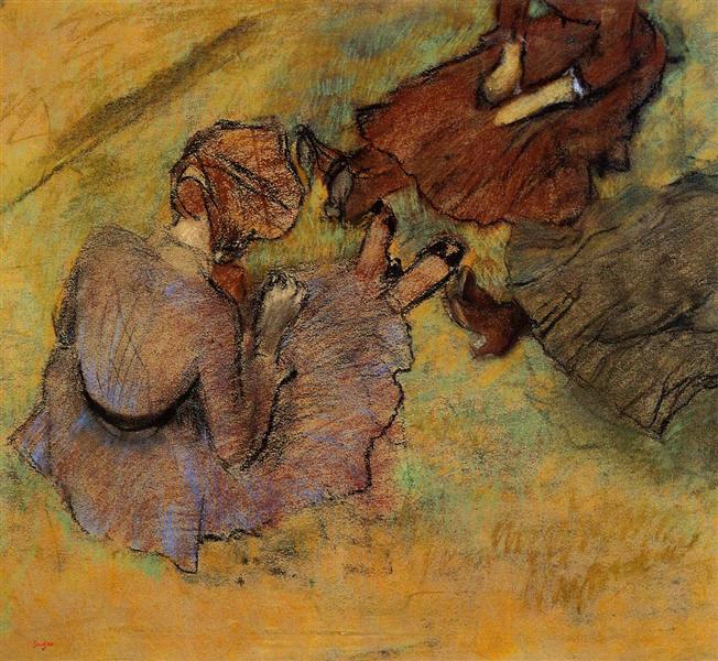 Женщина сидит на траве, 1882 - Эдгар Дега