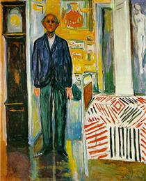 Self-portrait. Between the clock and the bed - Edvard Munch