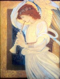 An Angel Playing a Flageolet - Едвард Берн-Джонс