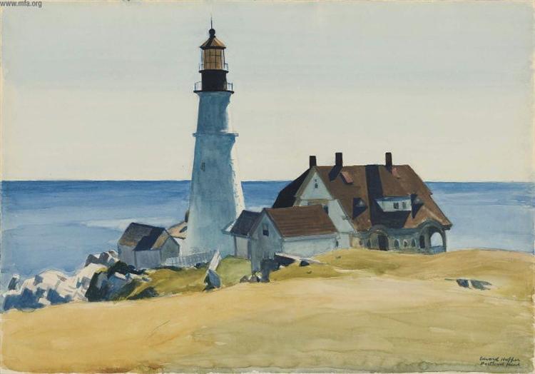 Lighthouse and Buildings, Portland Head, Cape Elizabeth, Maine, 1927 - Edward Hopper