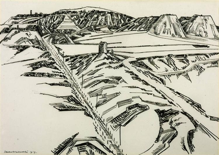 Granite Quarries, Darby Hill, Oldbury, 1919 - Эдуард Уодсворт