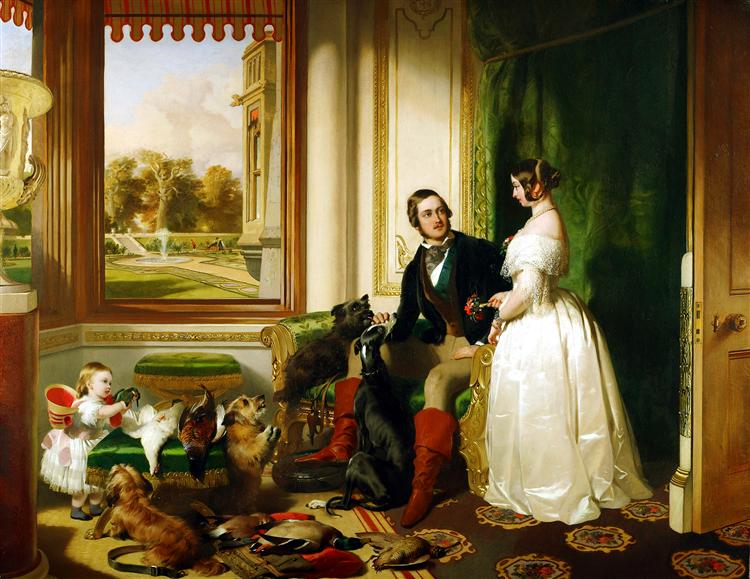 Queen Victoria and Prince Albert at home at Windsor Castle in Berkshire, England, 1840 - 1843 - Эдвин Генри Ландсир