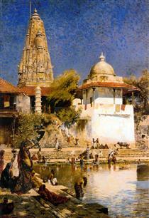The Temple and Tank of Walkeschwar at Bombay - Edwin Lord Weeks