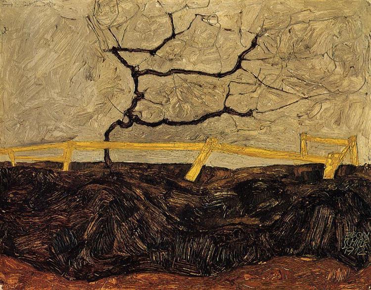 Голое дерево за оградой, 1912 - Эгон Шиле