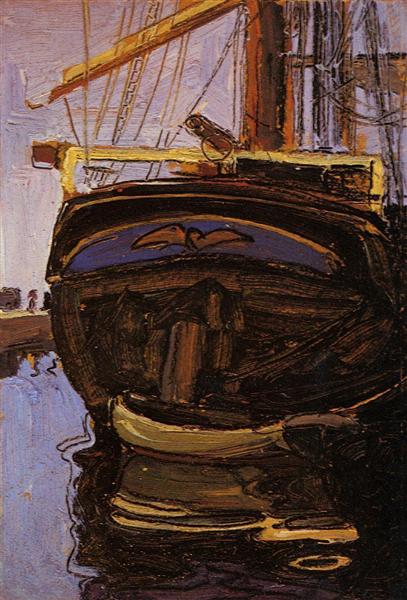 Sailing Ship with Dinghy, 1908 - Egon Schiele