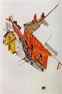 Street in Krumau - Egon Schiele