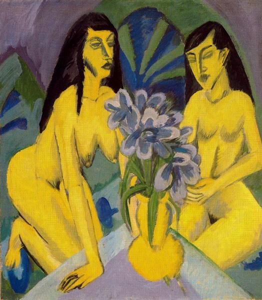 Two Yellow Knots with Bunch of Flowers, 1914 - Ernst Ludwig Kirchner