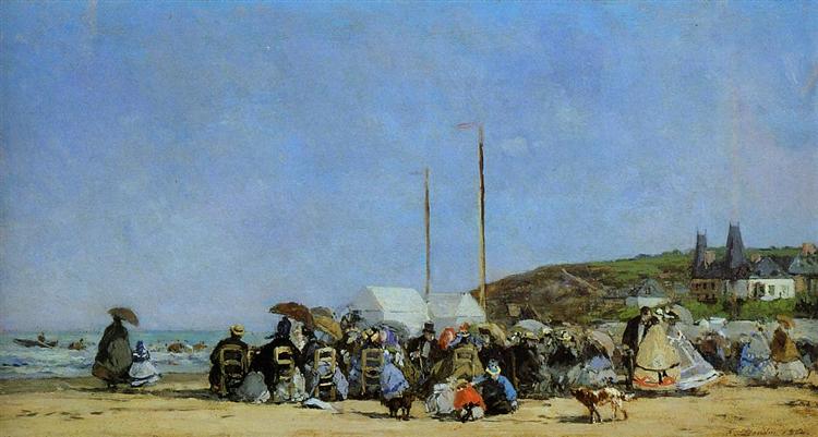 Beach Scene, Trouville, 1864 - Эжен Буден
