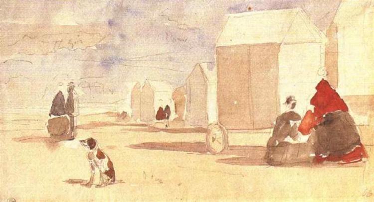 By the Bathing Machines, 1866 - Eugène Boudin