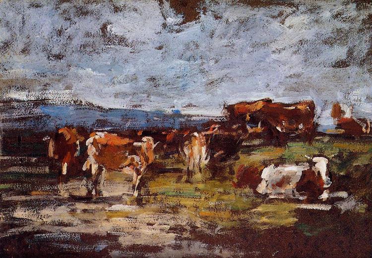 Cows in a Pasture, c.1883 - Eugène Boudin