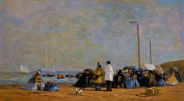 Crinolines on the Beach, 1863 - Эжен Буден