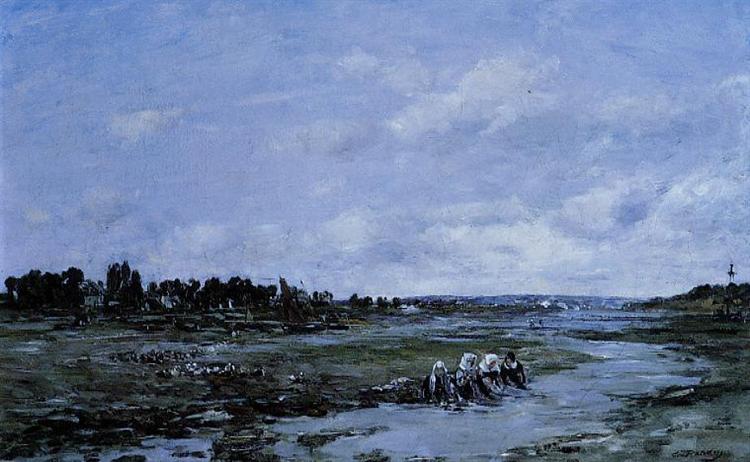 Laundresses on the Banks of the river, c.1873 - Eugène Boudin